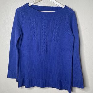 Real Clothes Sweater Women's Medium Blue Cable Knit Silk Cashmere Bland Saks 5th